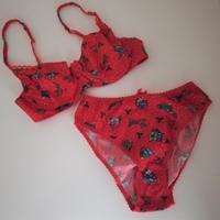 Completo intimo rosso in cotone made in Italy
