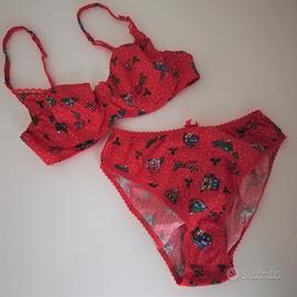 Completo intimo rosso in cotone made in Italy