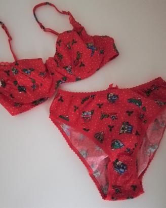 Completo intimo rosso in cotone made in Italy