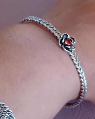 braccialetto argento con pietra rossa 