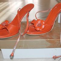 Scarpe Donna Sandali Tacco Arancione 39 Italiane