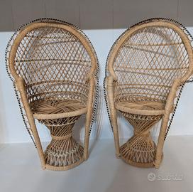 set 2 sedie per bambole in vimini 