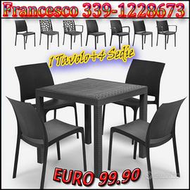 Tavolo e 4 sedie per arredo Giardino solo 99