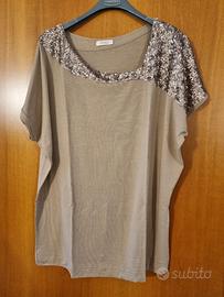 Maglia marrone chiaro con paillets