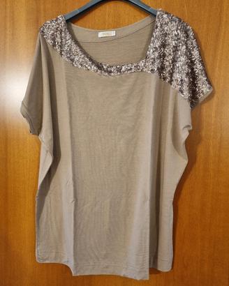 Maglia marrone chiaro con paillets