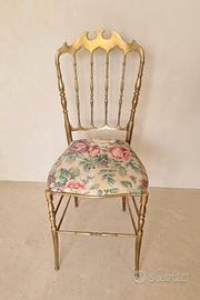 Sedia vintage ottone dorato schienale a corona