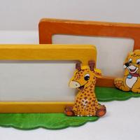 Coppia di cornici portafoto in legno per bimbi