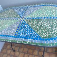 Tavolo da giardino mosaico + 4 sedie