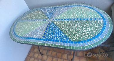 Tavolo da giardino mosaico + 4 sedie