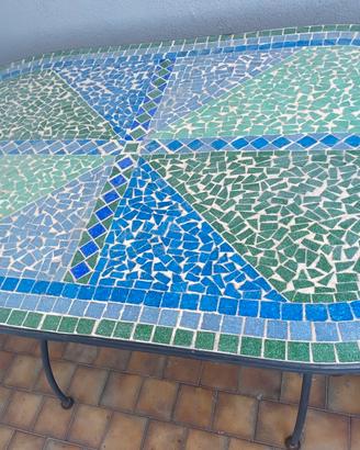 Tavolo da giardino mosaico + 4 sedie