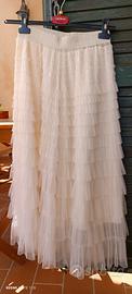 Gonna in tulle sintetico bianco burro 