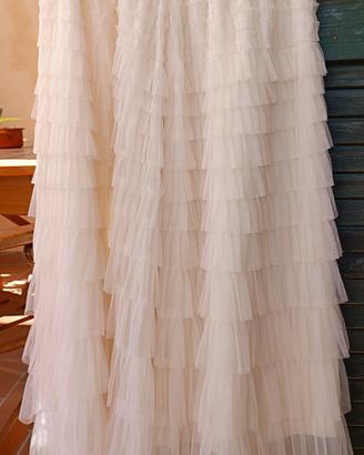 Gonna in tulle sintetico bianco burro 