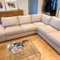 Divano Angolare Beige con 2 vani contenitori