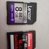 due schede di memoria 
 Lexar 8gb, Sandisk Extreme