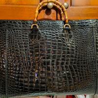 GHIBLI borsa originale pelle stampata nera