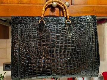 GHIBLI borsa originale pelle stampata nera