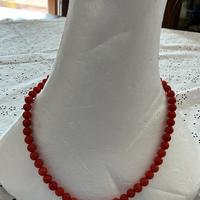 Collana ed orecchini di corallo rosso ed oro,Nuovi
