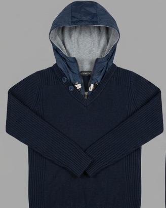 Maglione lana con cappuccio - Blu - Taglia L