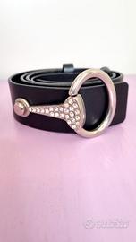Cintura vintage AB/SOUL in pelle con fibbia strass