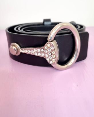 Cintura vintage AB/SOUL in pelle con fibbia strass
