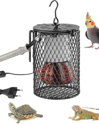 Lampada riscaldante rettile con gabbia