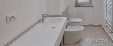 Lavabo 120 cm bianco opaco con vasca a destra