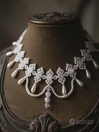 Collana Choker vintage vittoriano perle Quarzo