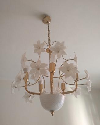 Lampadario vintage in vetro Murano 