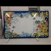 Tavolo in pietra lavica dell'etna dipinto a mano