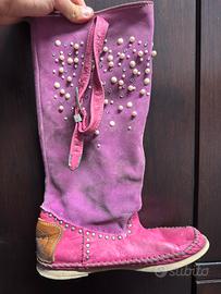 Stivali Hector Riccione rosa con perle e strass