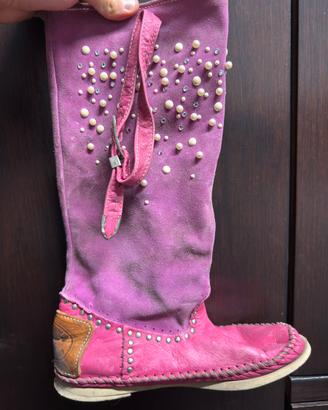 Stivali Hector Riccione rosa con perle e strass