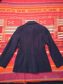 Cappotto blu doppio petto corto da donna