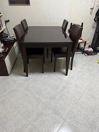 Tavolo Calligaris allungabile in vetro + 4 sedie