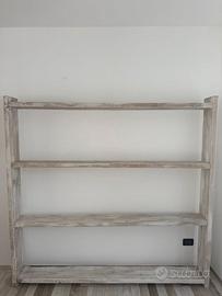 Libreria artigianale in legno + tavolino da bobina