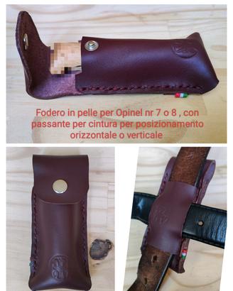 fodero in vera pelle per opinel 8 marrone