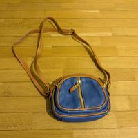 Borsa Vintage VALENTINA in Vera Pelle Blu e Cuoio