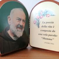 Icona Padre Pio con poesia in legno cm 11,5