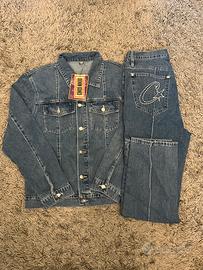 completo jeans corteiz blu uomo