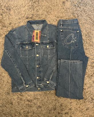 completo jeans corteiz blu uomo