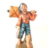 Presepe 10 cm pescatore rete in spalla CARTAPESTA