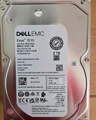 Hard Disk Dell EMC 2TB per Server Dell