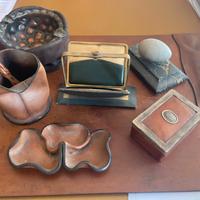 Set accessori scrivania vera pelle