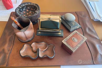 Set accessori scrivania vera pelle