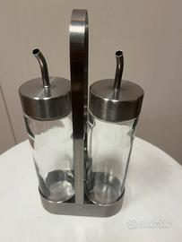 Porta olio e aceto Ikea vetro e acciaio