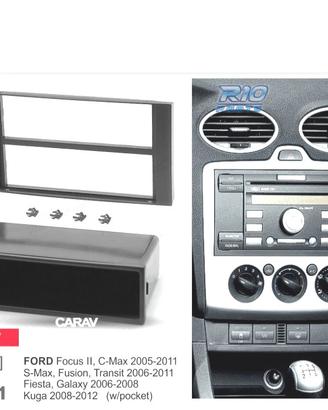 TELAIO NERO RADIO 1-DIN PER FORD FOCUS C-MAX S-MAX