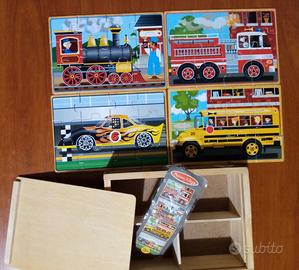 Scatola con 4 puzzle di legno Melissa & Doug
