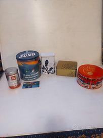 Lotto di 5 scatole (3 pubblicitarie) in latta