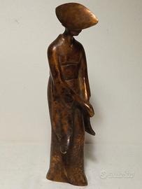 Scultura in bronzo danzatrice giapponese Awa Odori