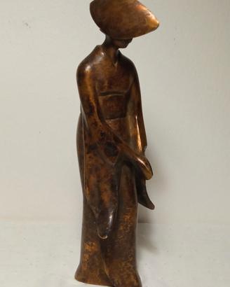 Scultura in bronzo danzatrice giapponese Awa Odori