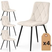 Set di 4 Sedie in velluto trapuntate MILO Beige ga